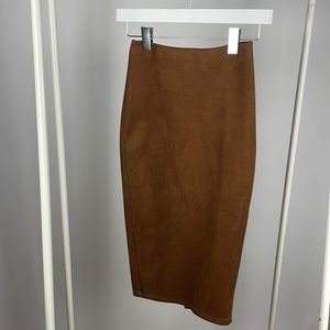 Brown faux suede skirt